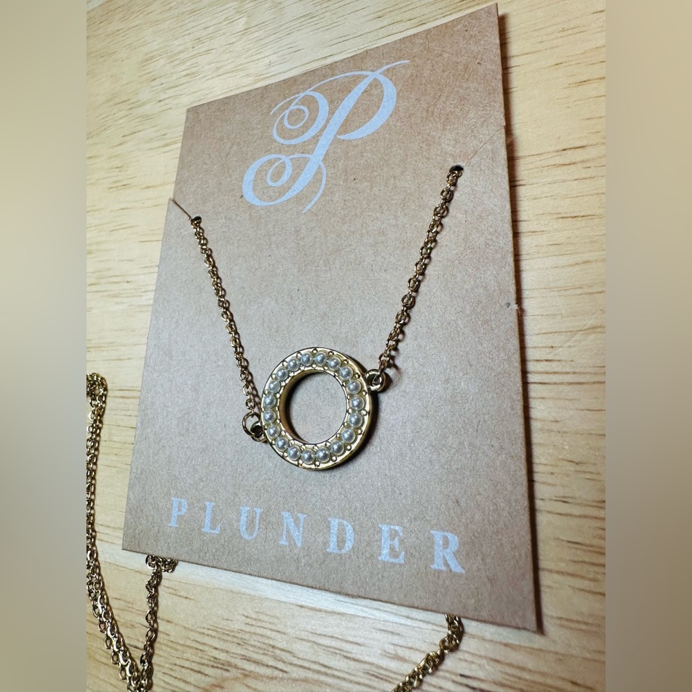 Gold Pendant Necklace with Pearl Details